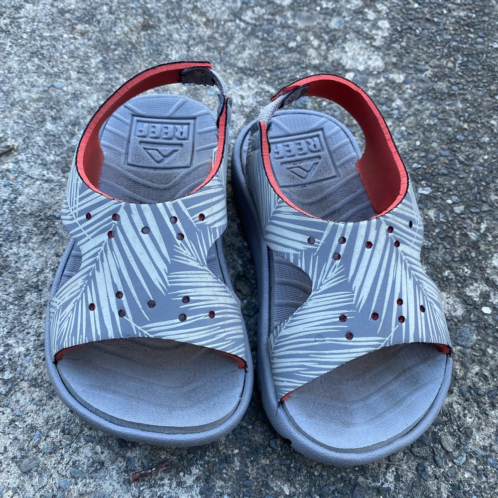 REEF Kids Gray and Red Sandals
